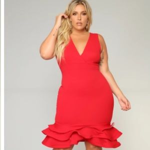 Fashion Nova Red Ruffle Dress